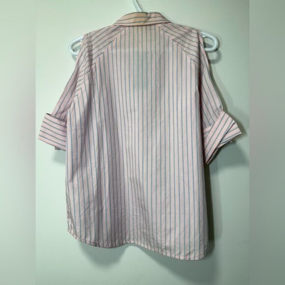 NWT Tox Tout A Coup Striped Cut Out Button Down Shirt size XS - Picture 6 of 14